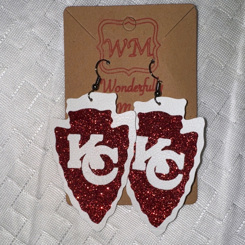 Kansas City Chiefs faux leather glitter earrings